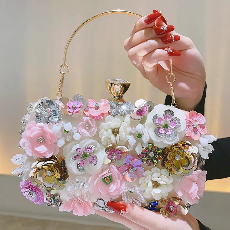Elegant and Versatile Flower Evening Handbag
